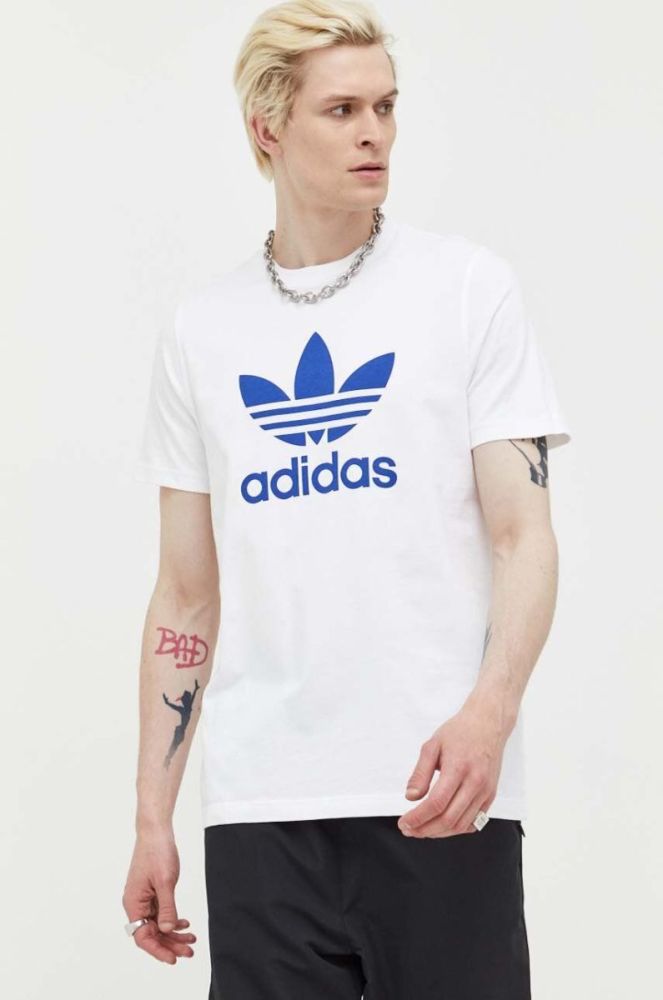 Бавовняна футболка adidas Originals Adicolor Classics Trefoil Tee колір білий з принтом IA4813-WHITE/SELU фото 4