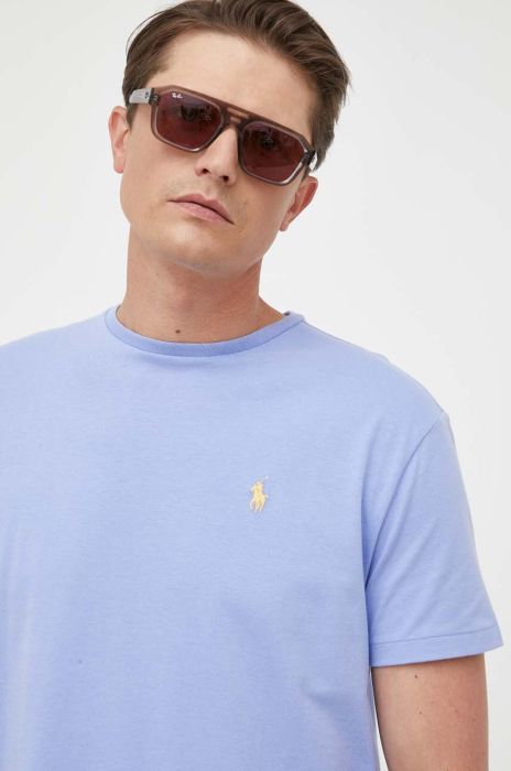 Бавовняна футболка Polo Ralph Lauren однотонний колір блакитний (3311275)