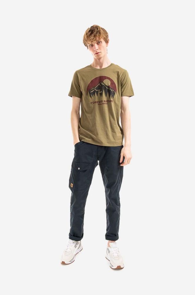 Бавовняна футболка Fjallraven колір зелений з принтом F87053.620-620 фото 2