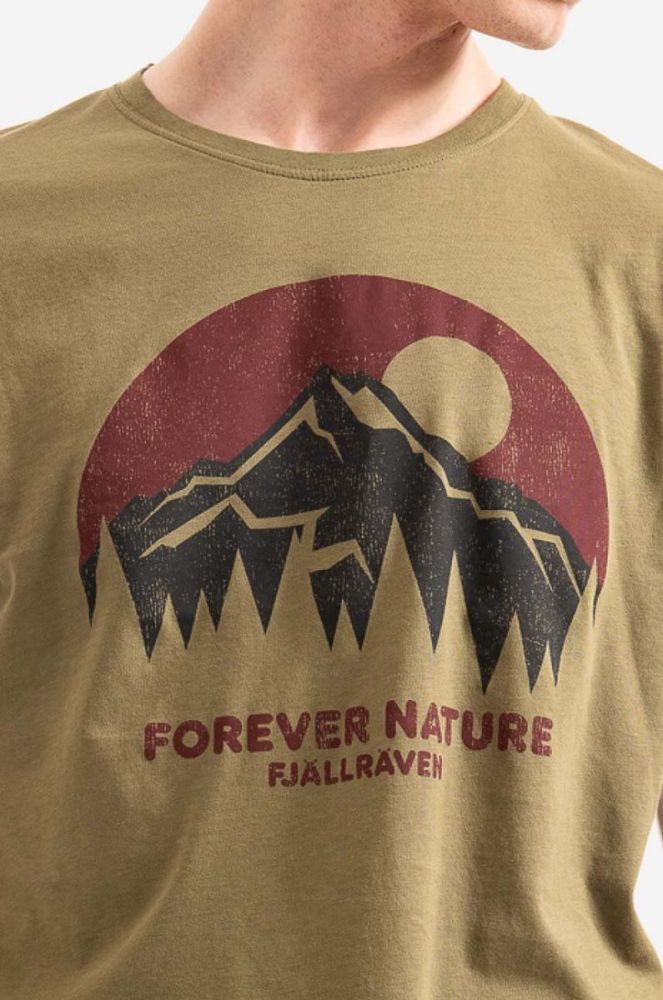 Бавовняна футболка Fjallraven колір зелений з принтом F87053.620-620 фото 4