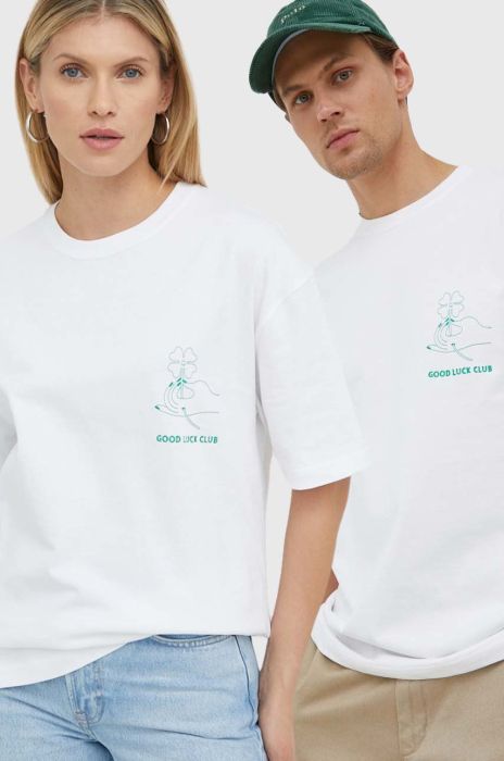 Бавовняна футболка Samsoe Samsoe колір білий з принтом (2825027)