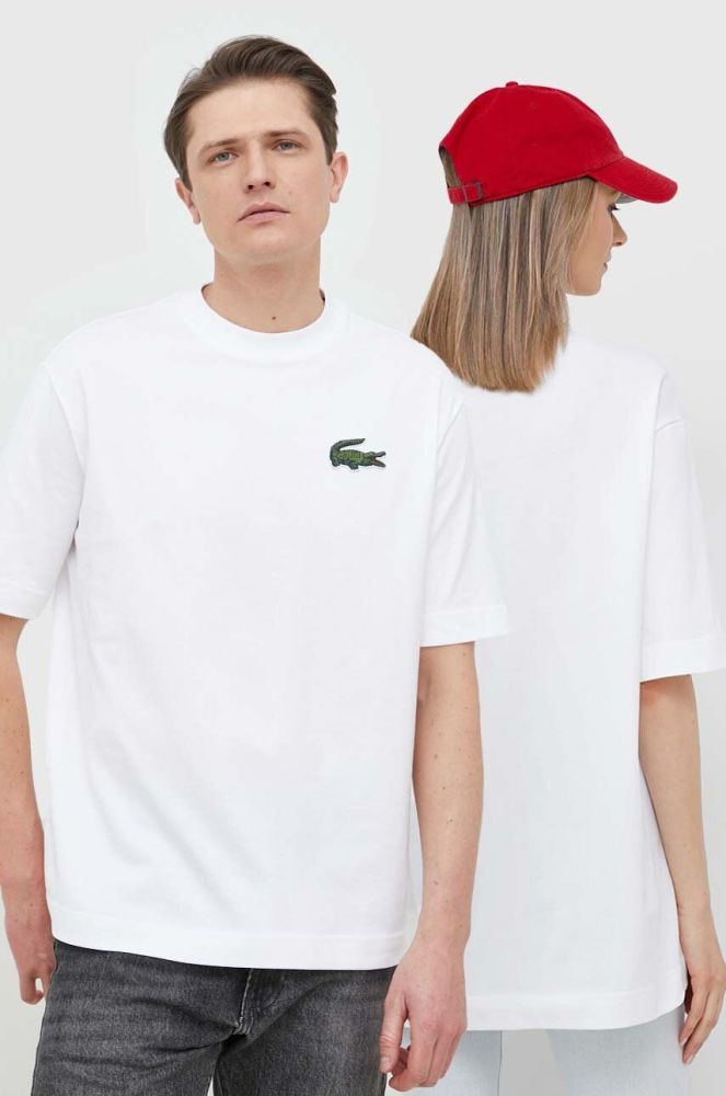 Бавовняна футболка Lacoste колір білий однотонний