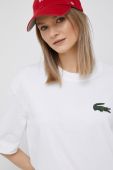 Бавовняна футболка Lacoste колір білий однотонний