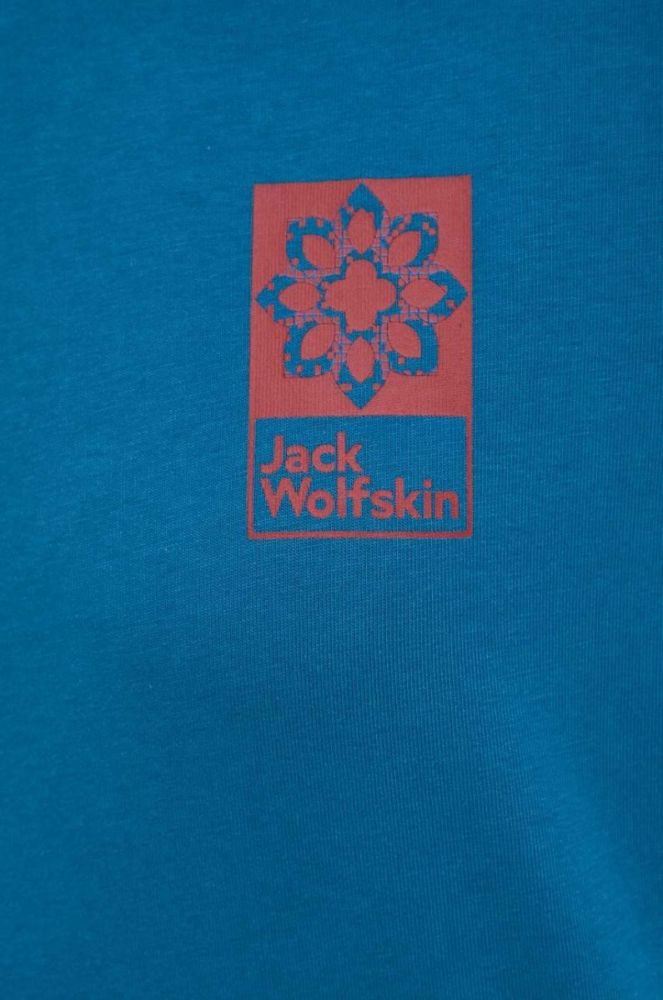 Бавовняна футболка Jack Wolfskin 10 з принтом колір блакитний фото 10