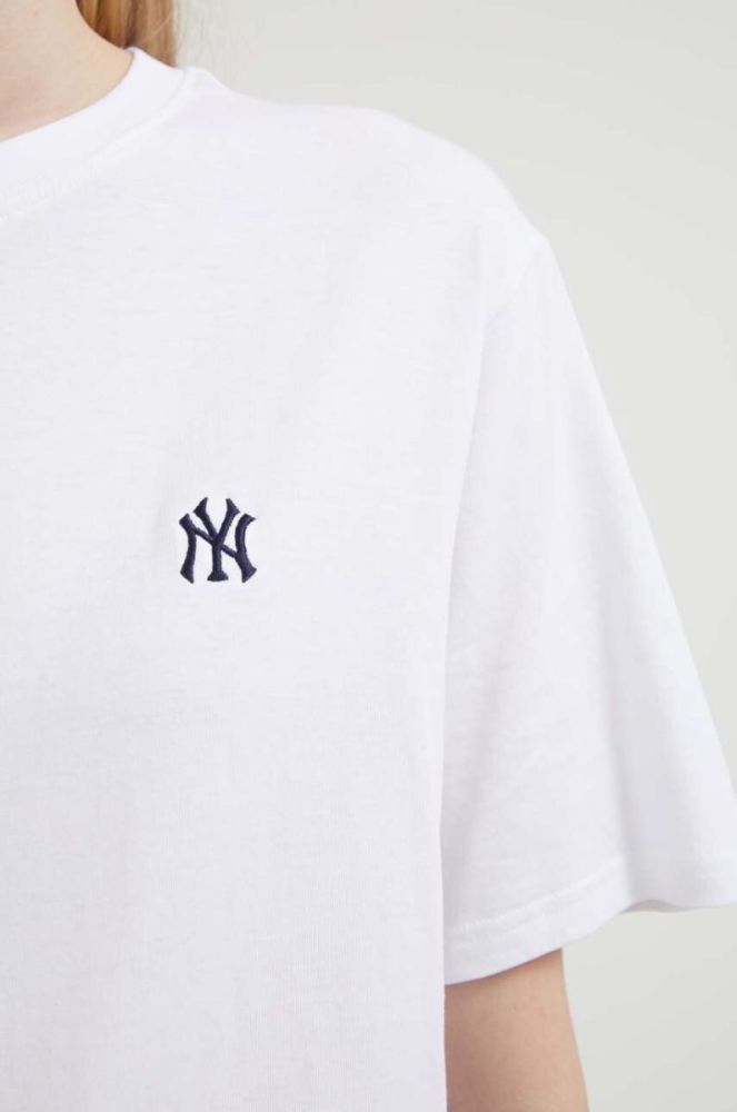 Бавовняна футболка 47brand MLB New York Yankees колір білий з аплікацією фото 8