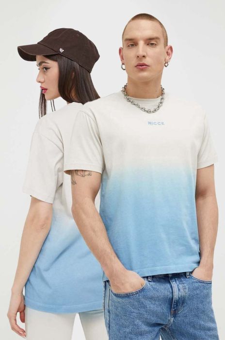 Бавовняна футболка Nicce візерунок колір блакитний