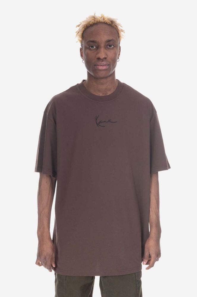Бавовняна футболка Karl Kani колір коричневий з аплікацією 6037461-BROWN