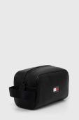 Шкіряна косметичка Tommy Jeans колір чорний