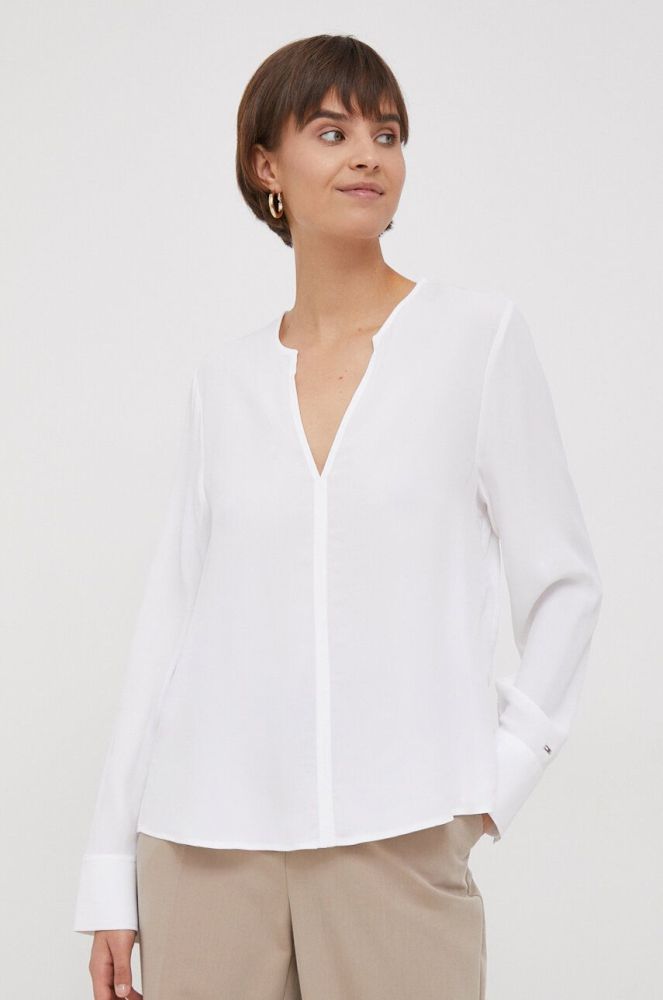 Блузка Tommy Hilfiger жіноча колір білий однотонна (3687231)