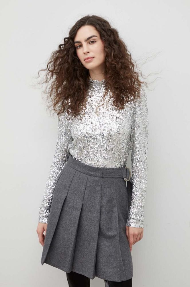 Блузка Bruuns Bazaar жіноча колір срібний однотонна (3657837)