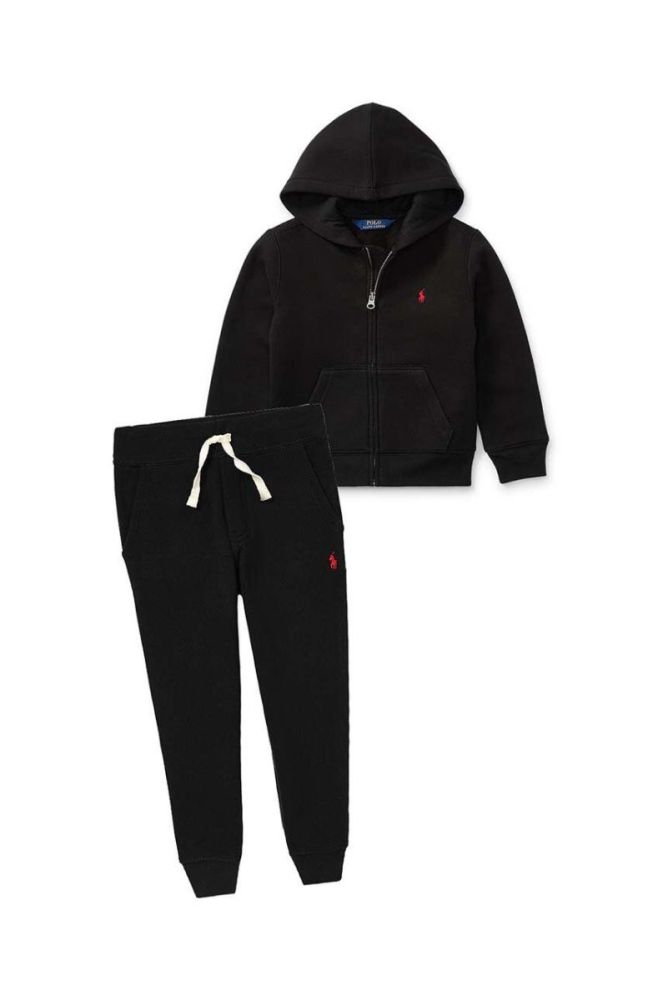 Дитяча кофта Polo Ralph Lauren колір чорний з капюшоном однотонна фото 2