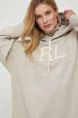Кофта Polo Ralph Lauren жіноча колір бежевий з капюшоном меланж