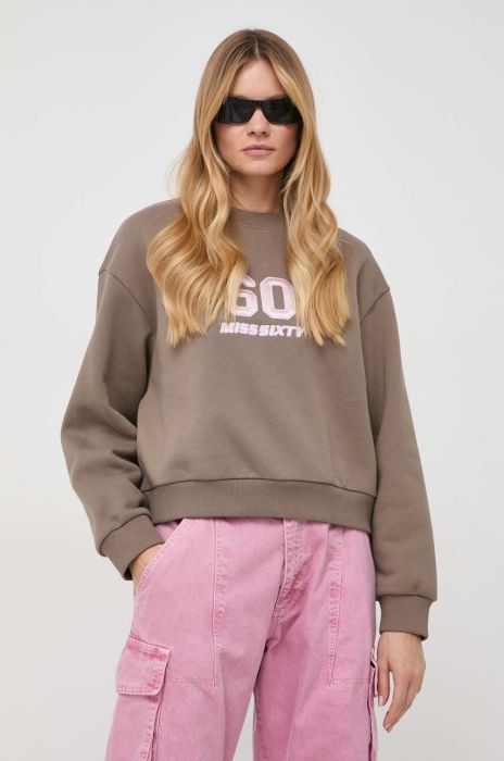 Бавовняна кофта Miss Sixty жіноча колір коричневий з аплікацією