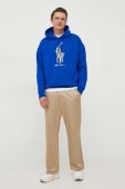 Кофта Polo Ralph Lauren чоловіча з капюшоном з принтом колір блакитний (3691534)