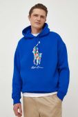 Кофта Polo Ralph Lauren чоловіча з капюшоном з принтом колір блакитний (3691534)