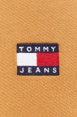 Бавовняна кофта Tommy Jeans чоловіча колір коричневий з капюшоном однотонна