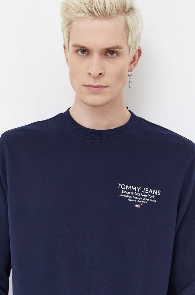 Бавовняна кофта Tommy Jeans чоловіча колір синій з принтом (3693527)