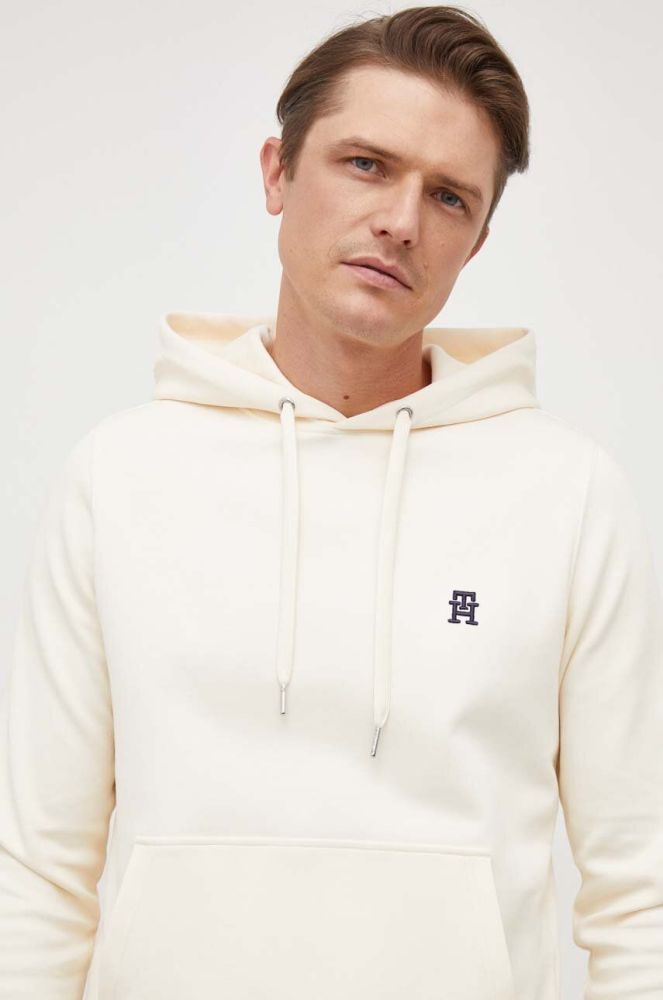 Кофта Tommy Hilfiger чоловіча колір бежевий з капюшоном однотонна (3693594)