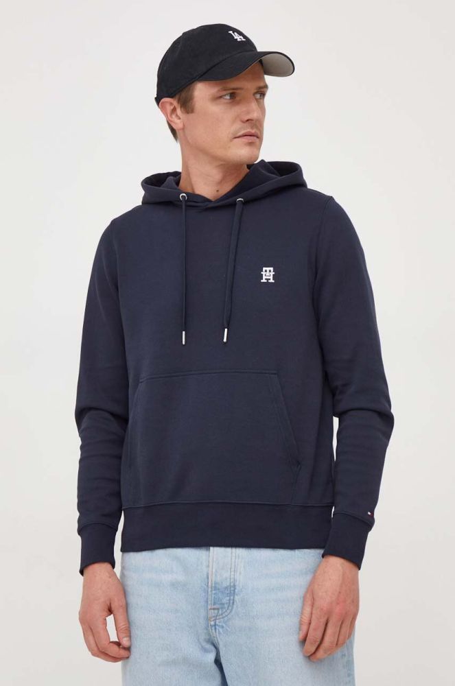 Кофта Tommy Hilfiger чоловіча колір синій з капюшоном однотонна (3693599)