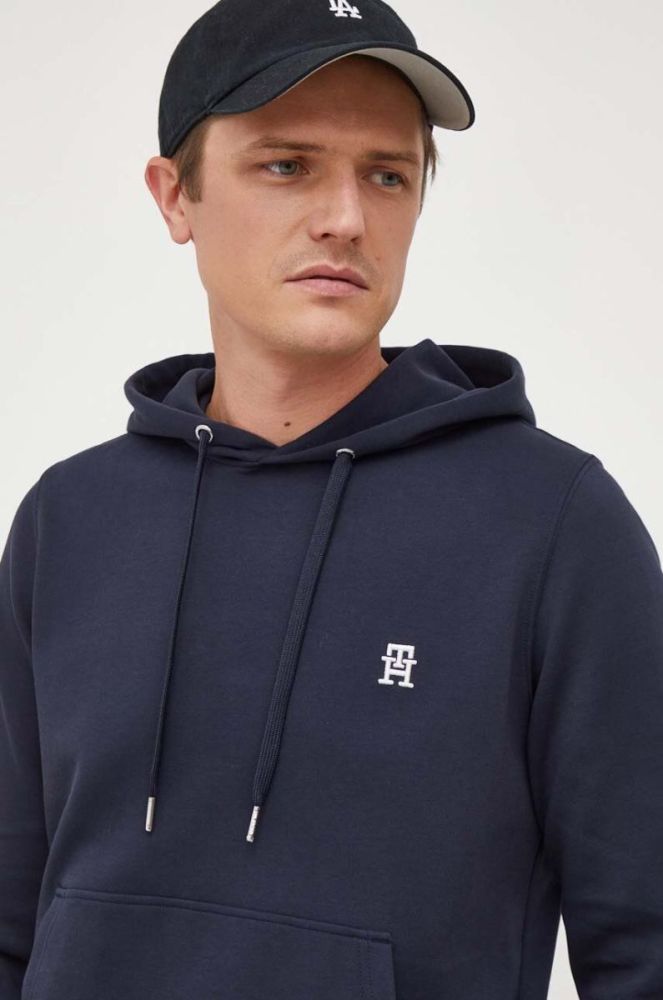 Кофта Tommy Hilfiger чоловіча колір синій з капюшоном однотонна (3693599) фото 4