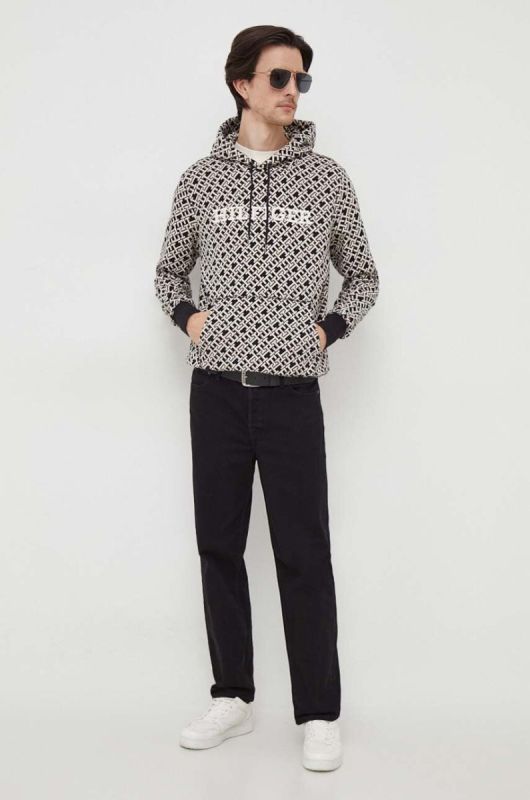 Кофта Tommy Hilfiger чоловіча колір чорний з капюшоном візерунок (3681705) фото 2