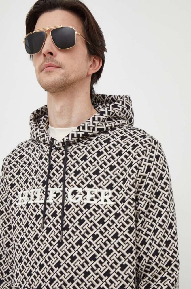 Кофта Tommy Hilfiger чоловіча колір чорний з капюшоном візерунок (3681705) фото 4