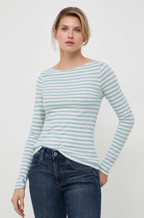 Бавовняний лонгслів Marc O'Polo колір блакитний