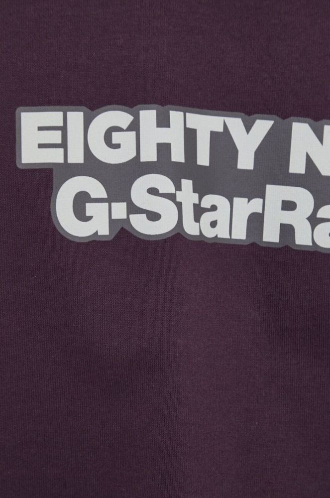 Бавовняний лонгслів G-Star Raw колір фіолетовий з принтом фото 5