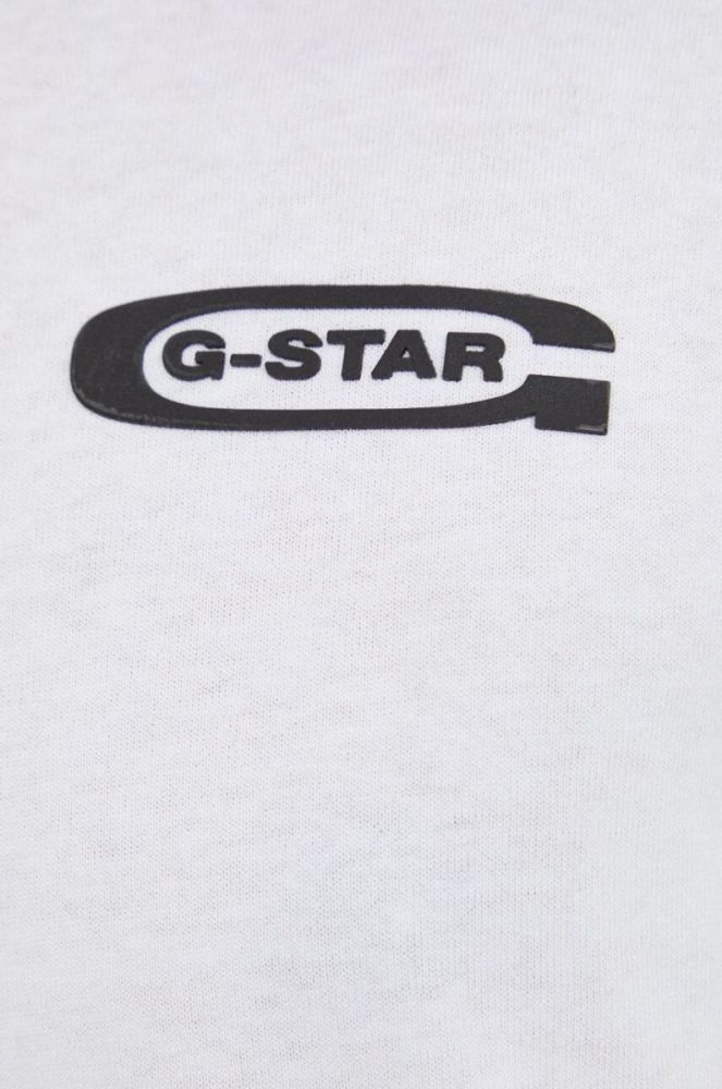 Бавовняний лонгслів G-Star Raw колір білий з аплікацією (3654135) фото 5