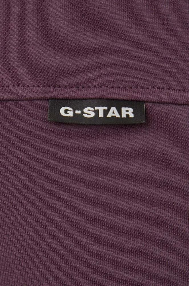 Бавовняний лонгслів G-Star Raw колір фіолетовий однотонний фото 5