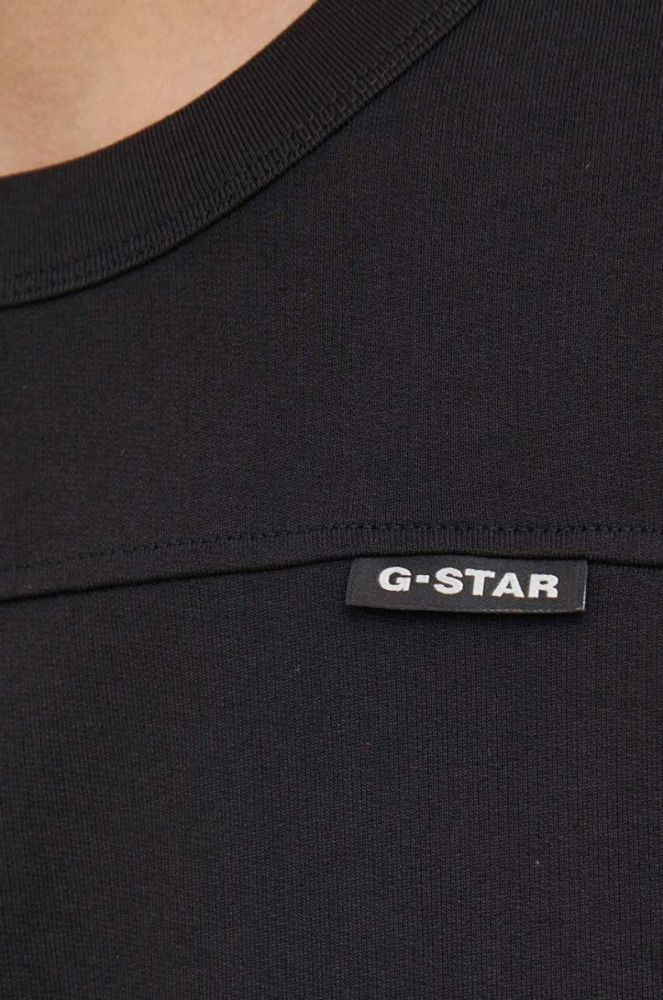 Бавовняний лонгслів G-Star Raw колір чорний однотонний (3676948) фото 5