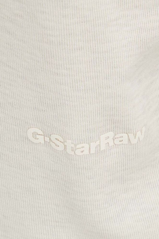 Бавовняний лонгслів G-Star Raw колір бежевий однотонний фото 5