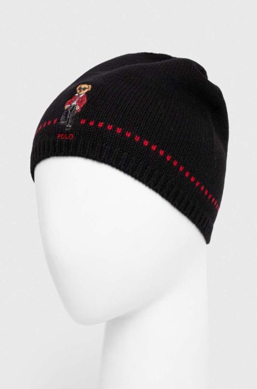 Вовняна шапка Polo Ralph Lauren колір чорний з тонкого трикотажу вовна (3630724) фото 2