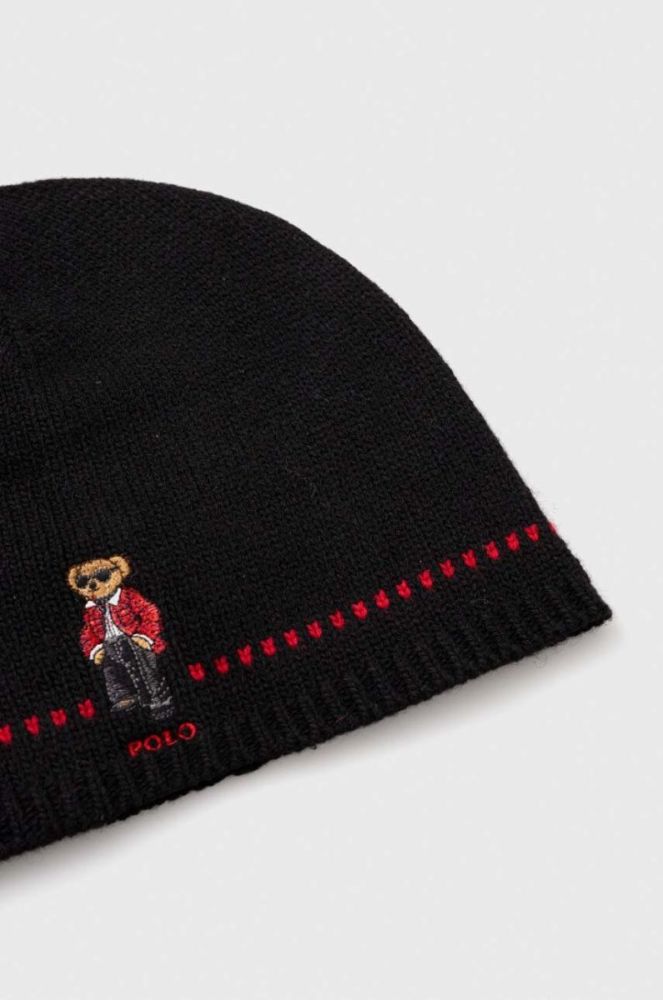 Вовняна шапка Polo Ralph Lauren колір чорний з тонкого трикотажу вовна (3630724) фото 3