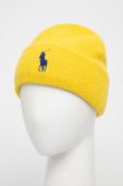 Вовняна шапка Polo Ralph Lauren колір жовтий з товстого трикотажу вовна Вовняна шапка Polo Ralph Lauren колір жовтий з товстого трикотажу вовна