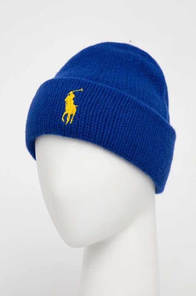 Вовняна шапка Polo Ralph Lauren з товстого трикотажу вовна колір блакитний (3630729) фото 2