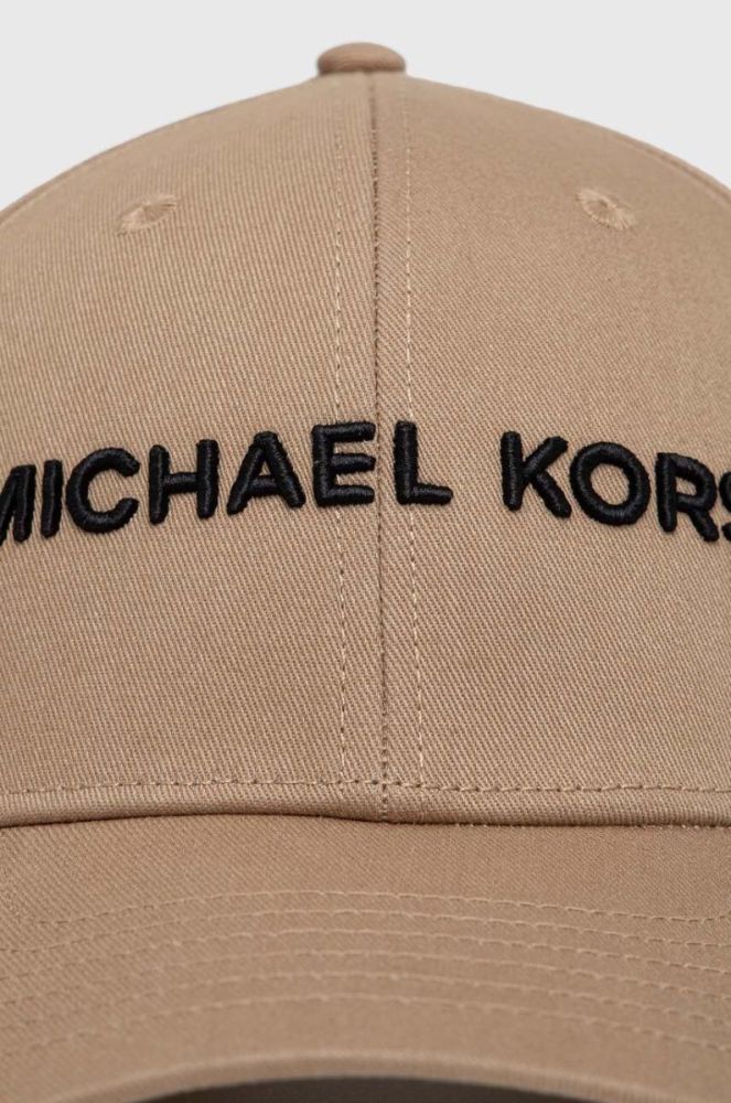 Бавовняна бейсболка Michael Kors колір бежевий з аплікацією фото 2