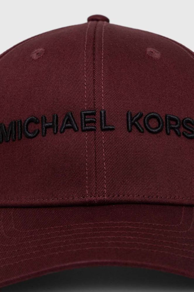 Бавовняна бейсболка Michael Kors колір бордовий з аплікацією фото 2