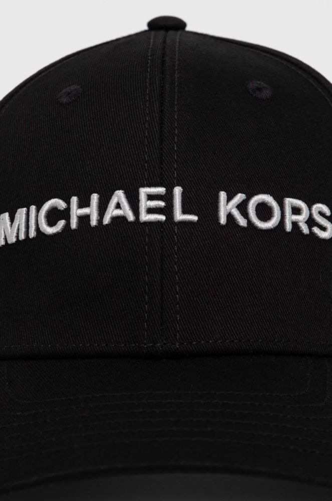 Бавовняна бейсболка Michael Kors колір чорний з аплікацією фото 2