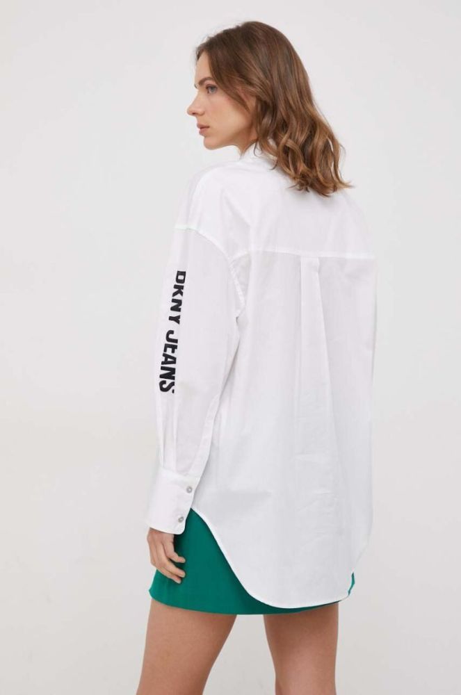 Бавовняна сорочка Dkny жіноча колір білий relaxed класичний комір фото 4