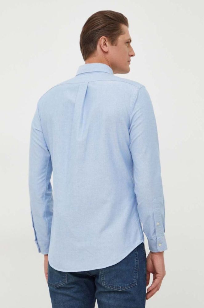 Бавовняна сорочка Polo Ralph Lauren чоловіча regular комір button-down колір блакитний (3691665) фото 3