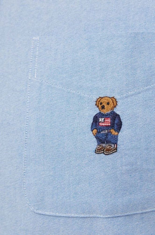 Бавовняна сорочка Polo Ralph Lauren чоловіча regular комір button-down колір блакитний (3691665) фото 5