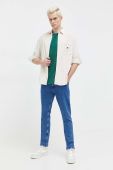Вельветова сорочка Tommy Jeans колір бежевий relaxed класичний комір (3693641)