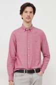 Бавовняна сорочка Tommy Hilfiger чоловіча колір бордовий slim комір button-down (3681759)