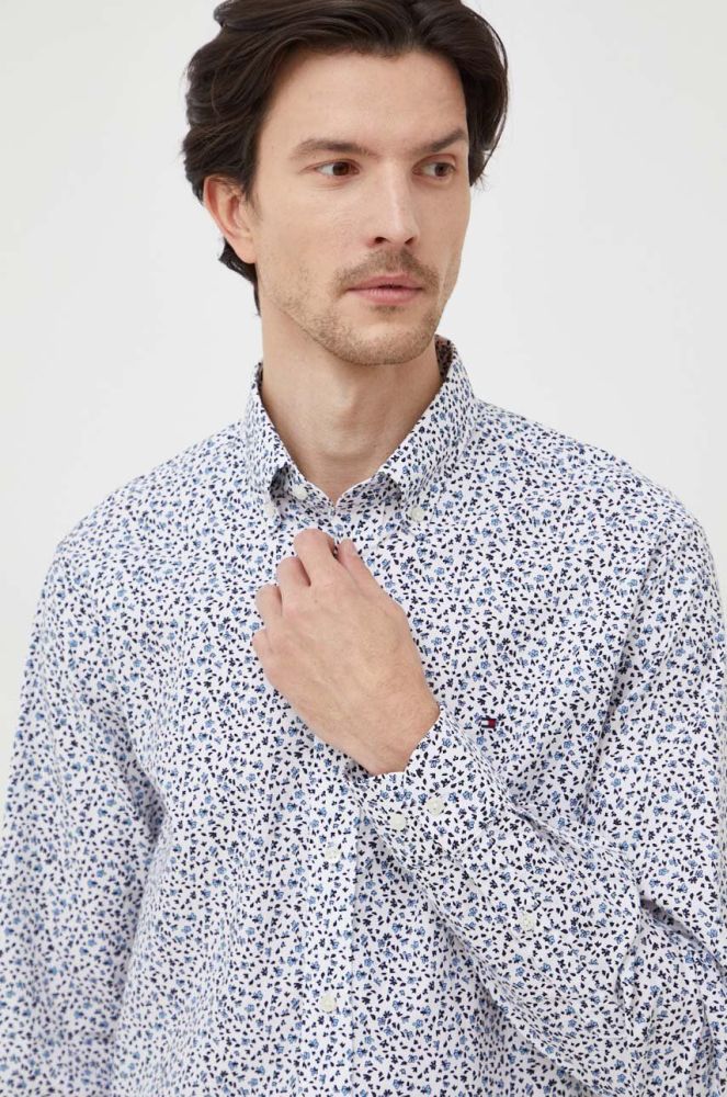 Бавовняна сорочка Tommy Hilfiger чоловіча regular комір button-down колір блакитний (3684384)