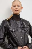 Шкіряна куртка Gestuz жіноча колір чорний перехідна (3687311)