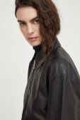 Шкіряна куртка Marc O'Polo жіноча колір чорний перехідна