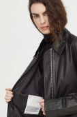 Шкіряна куртка Marc O'Polo жіноча колір чорний перехідна