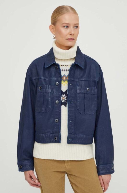 Джинсова куртка G-Star Raw жіноча колір синій перехідна oversize