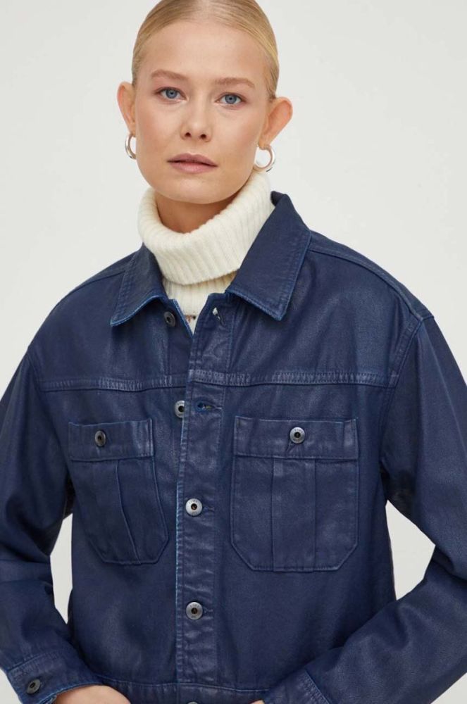 Джинсова куртка G-Star Raw жіноча колір синій перехідна oversize фото 4